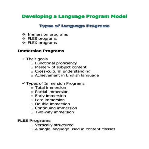 Developing a language program model | PDF
