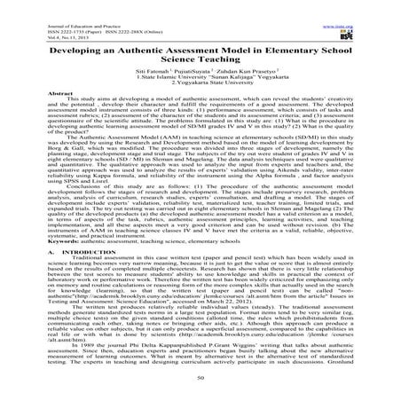 Developing an authentic assessment model in elementary school science teaching