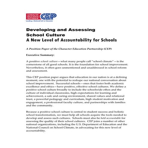 Developingand assessing schoolculture