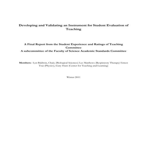 Developing and validating an instrument for student evaluation of