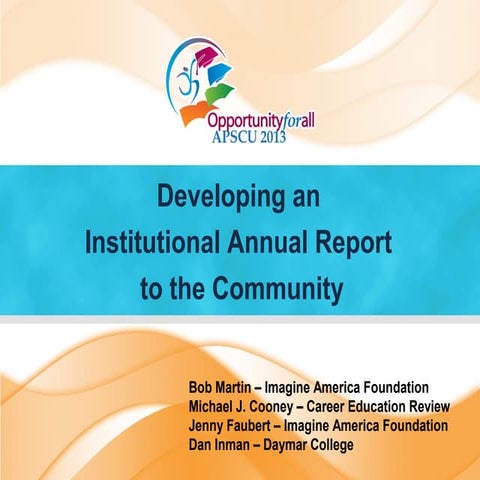 Developing a Institutional Annual Report to the Community