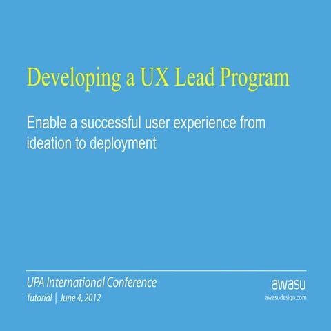 Developing a ux lead program
