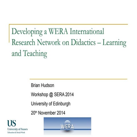 Developing a WERA International Research Network on Didactics - Learning and ...