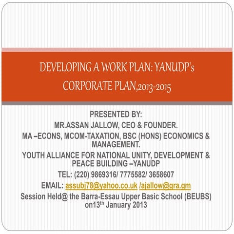 Developing a work plan