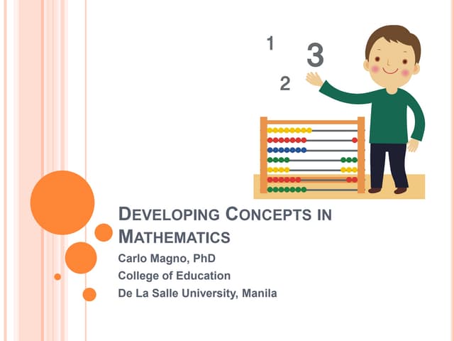 Developing concepts in mathematics