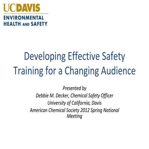 Developing effective safety training for a changing audience