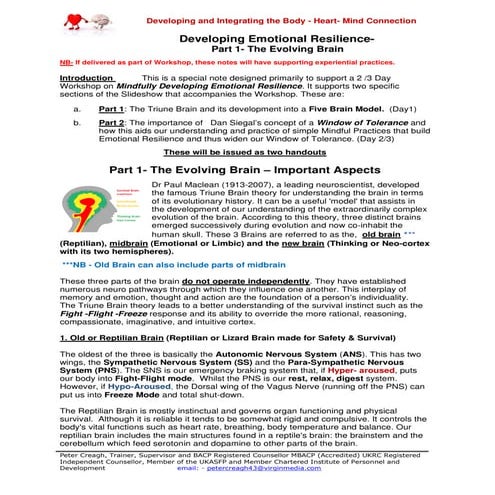 Developing emotional resilience pt 1   the evolutionary brain