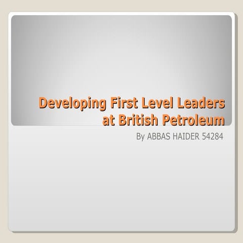 Developing first level leaders
