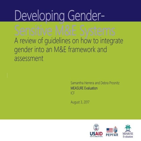 Developing Gender-Sensitive M&E Systems