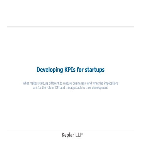 A KPI framework for startups