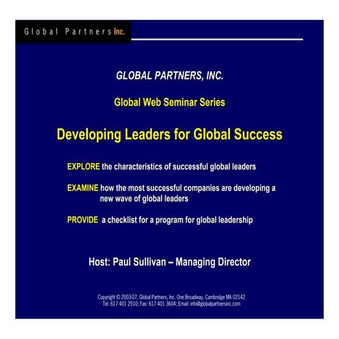Developing Leaders for Global Success