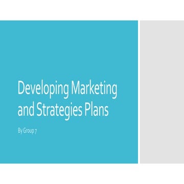 Developing marketing and strategies plans