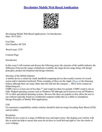 Developing Mobile Web Based Application