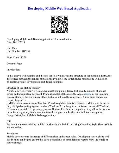 Developing Mobile Web Based Application