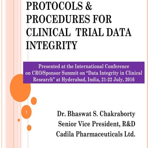 Developing Protocols & Procedures for CT Data Integrity 
