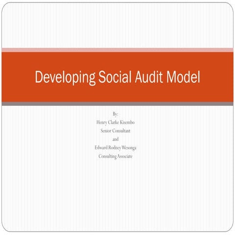 Developing social audit model