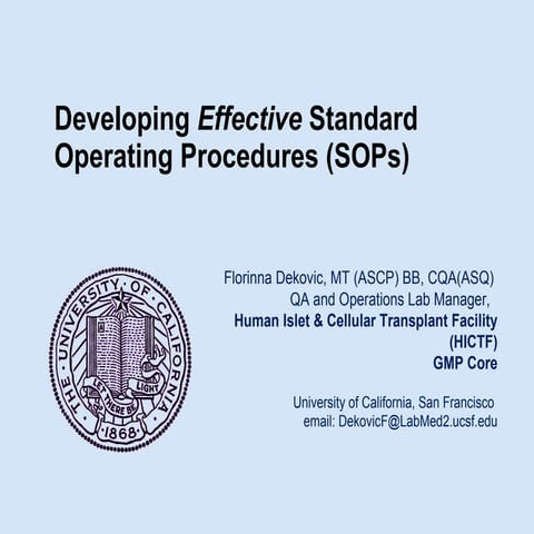 Developing Effective Standard Operating Procedures 