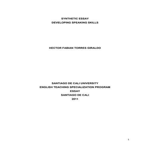 Developing speaking skills essay