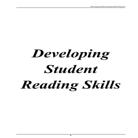 Developing Student Reading Skills Proposal 