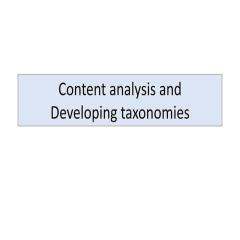 Developing taxonomies