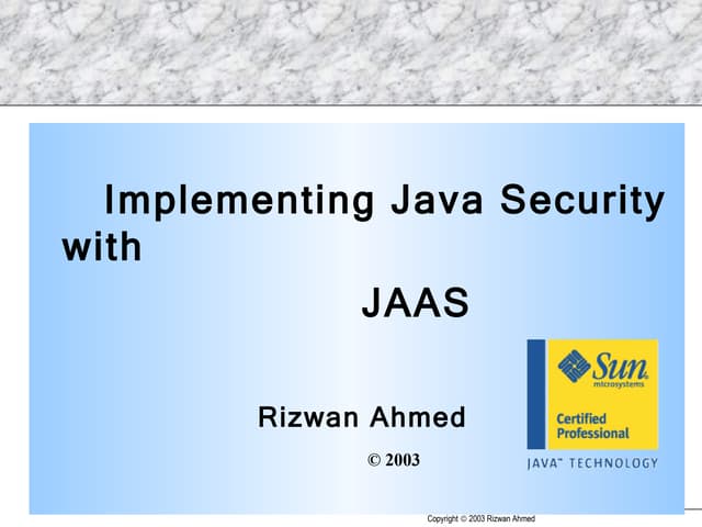 Developing With JAAS