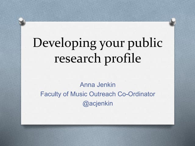 Developing you public research profile 
