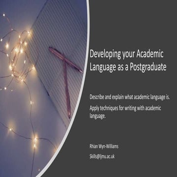 Developing your academic language at pg level