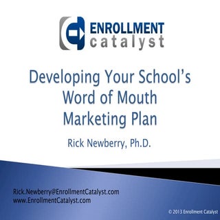 Developing your school's wom market...