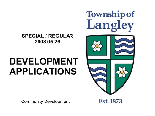 Development Applications 2008 05 26