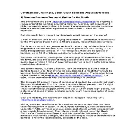 Development Challenges, South-South Solutions: August 2009 Issue