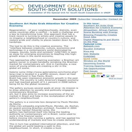 Development Challenges, South-South Solutions: December 2009 Issue