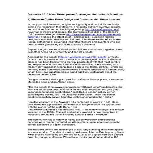 Development Challenges, South-South Solutions: December 2010 Issue 