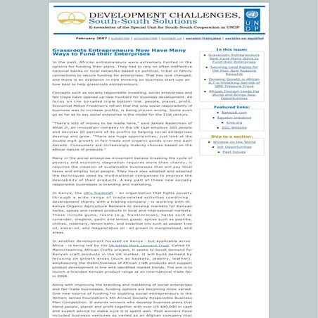 Development Challenges, South-South Solutions: February 2007 Issue