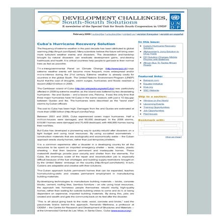 Development Challenges, South-South Solutions: February 2009 Issue