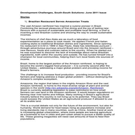 Development Challenges, South-South Solutions: June 2011 Issue