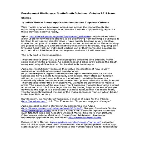 Development Challenges, South-South Solutions: October 2011 Issue