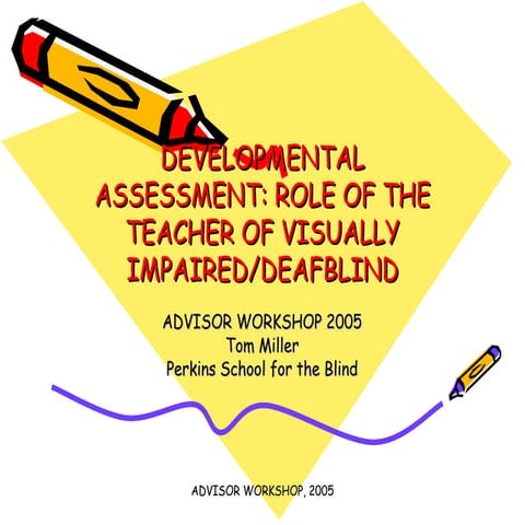 DEVELOPMENTAL ASSESSMENT: ROLE OF THE TEACHER OF VISUALLY IMPAIRED/DEAFBLIND