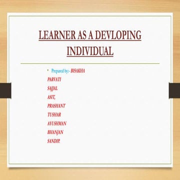 LEARNER AS A DEVELOPING INDIVIDUAL