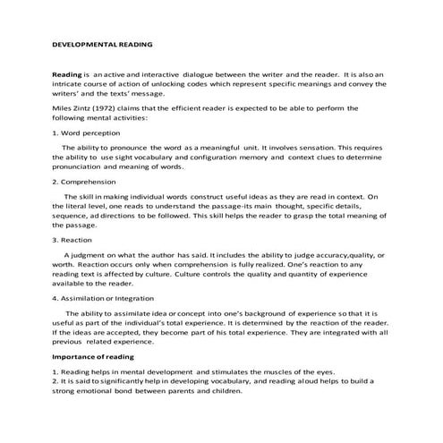 Developmental reading