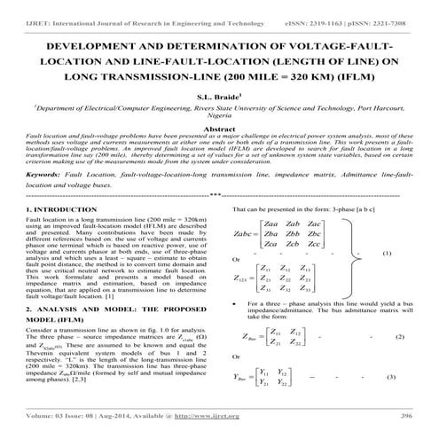 Development and determination of voltage faultlocation