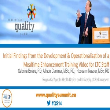 The Development and Operationalization of a Mealtime Enhancment Training Video for Long Term Care Homes 