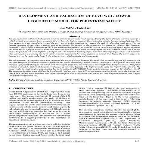 Development and validation of eevc wg17 lower legform fe model for pedestrian...