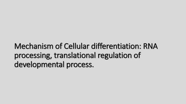 Development biology (rna processing and translational regulation of developme...