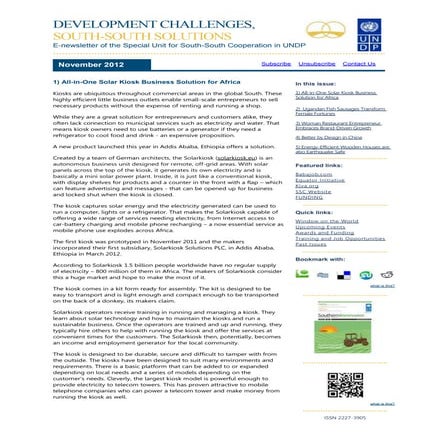 Development Challenges, South-South Solutions: November 2012 Issue
