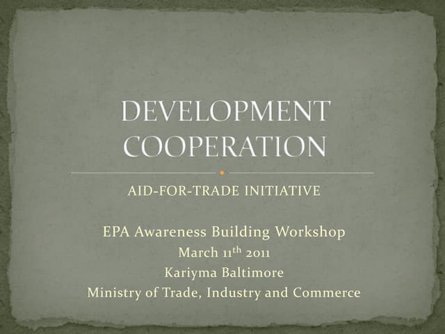 Development Cooperation - AFT Initiative - Kariyma Baltimore - Trade Officer 