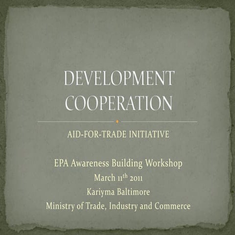 Development Cooperation - AFT Initiative - Kariyma Baltimore - Trade Officer 