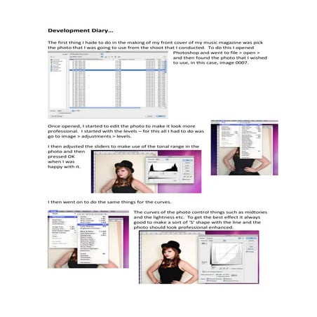 Development diary front cover