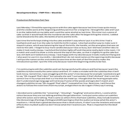 Development diary week six