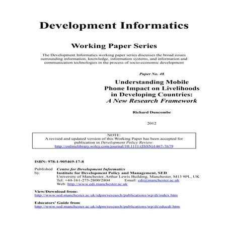Development informatic   understanding mobile phone impact on livelihoods in ...