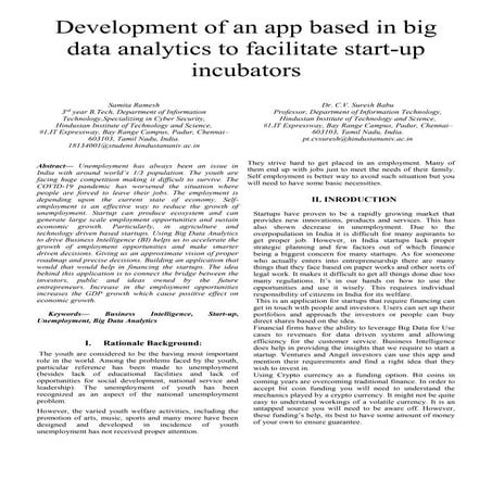 Development of an app using business development start up incubators